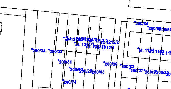 Parcela st. 1213/1 v KÚ Muglinov, Katastrální mapa