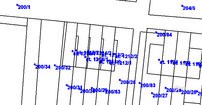 Parcela st. 1213/2 v KÚ Muglinov, Katastrální mapa