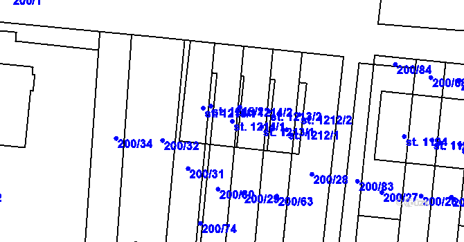 Parcela st. 1214/1 v KÚ Muglinov, Katastrální mapa