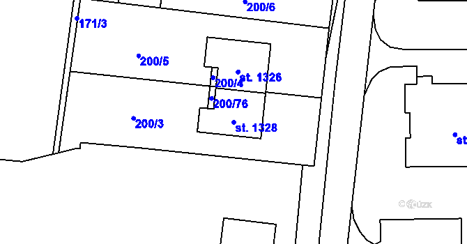 Parcela st. 1328 v KÚ Muglinov, Katastrální mapa