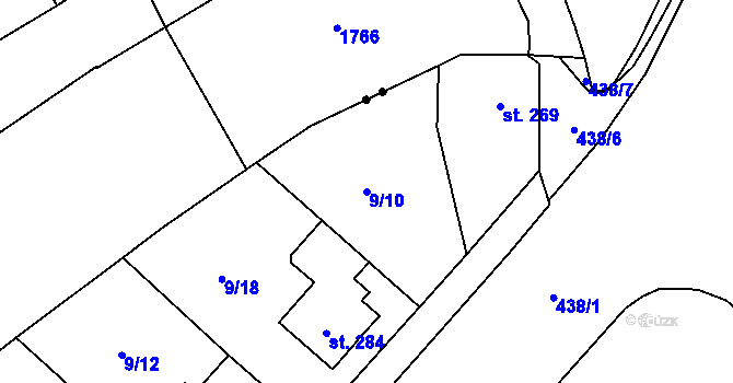 Parcela st. 9/10 v KÚ Muglinov, Katastrální mapa