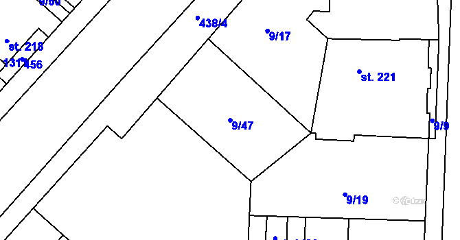 Parcela st. 9/47 v KÚ Muglinov, Katastrální mapa