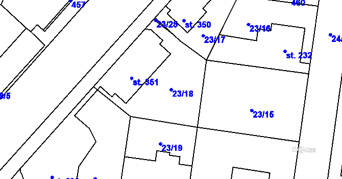 Parcela st. 23/18 v KÚ Muglinov, Katastrální mapa
