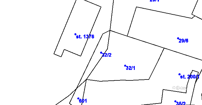 Parcela st. 32/2 v KÚ Muglinov, Katastrální mapa