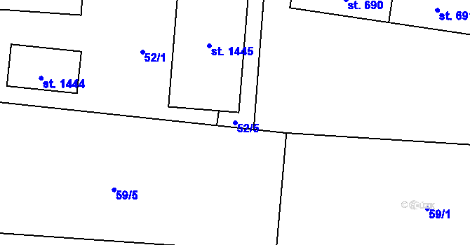 Parcela st. 52/5 v KÚ Muglinov, Katastrální mapa