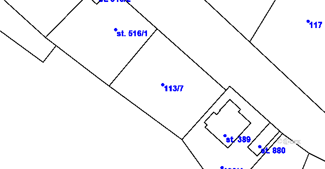 Parcela st. 113/7 v KÚ Muglinov, Katastrální mapa