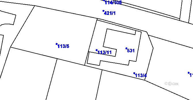 Parcela st. 113/11 v KÚ Muglinov, Katastrální mapa