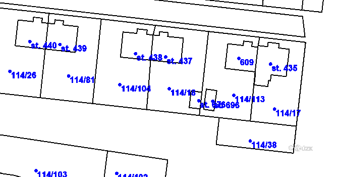 Parcela st. 114/18 v KÚ Muglinov, Katastrální mapa