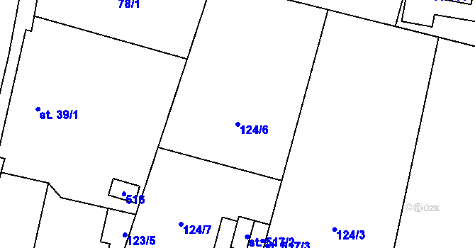 Parcela st. 124/6 v KÚ Muglinov, Katastrální mapa