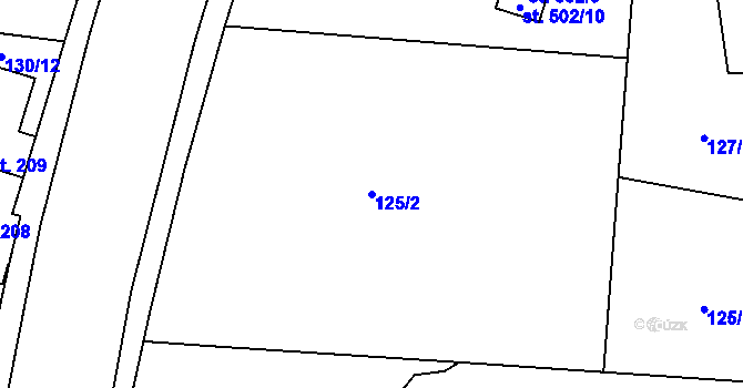 Parcela st. 125/2 v KÚ Muglinov, Katastrální mapa