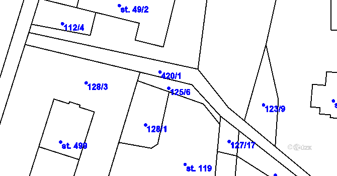 Parcela st. 125/6 v KÚ Muglinov, Katastrální mapa