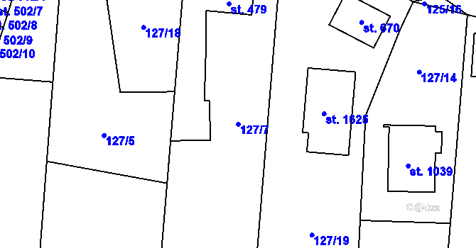 Parcela st. 127/7 v KÚ Muglinov, Katastrální mapa