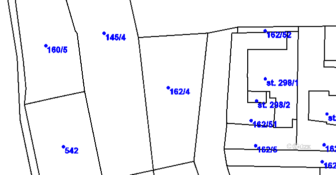 Parcela st. 162/4 v KÚ Muglinov, Katastrální mapa