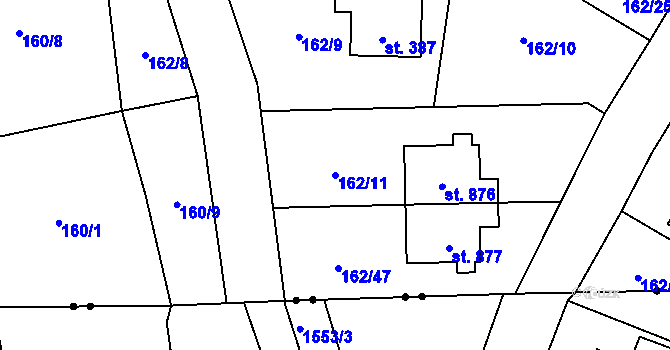 Parcela st. 162/11 v KÚ Muglinov, Katastrální mapa