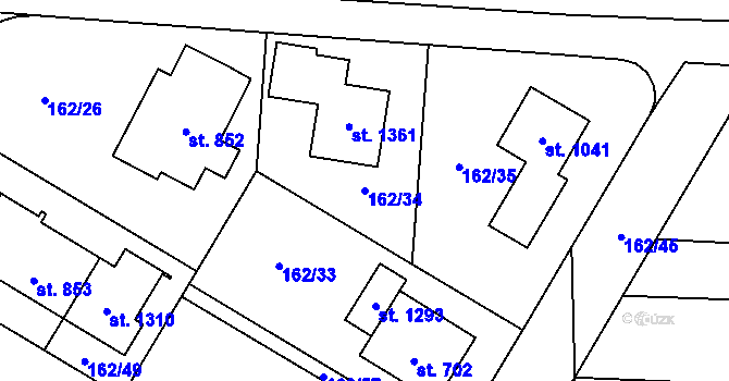 Parcela st. 162/34 v KÚ Muglinov, Katastrální mapa