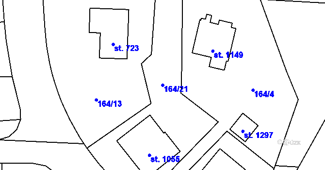 Parcela st. 164/21 v KÚ Muglinov, Katastrální mapa