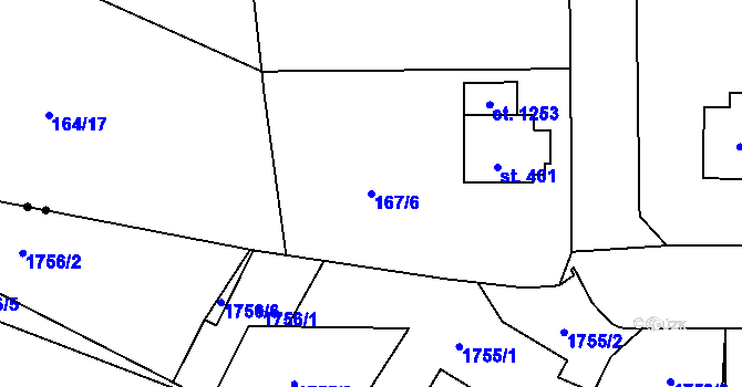 Parcela st. 167/6 v KÚ Muglinov, Katastrální mapa