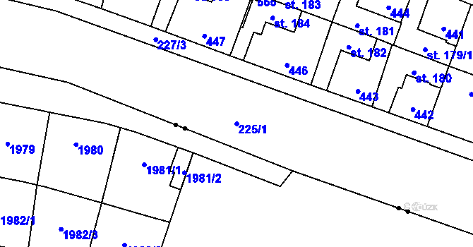 Parcela st. 225/1 v KÚ Muglinov, Katastrální mapa