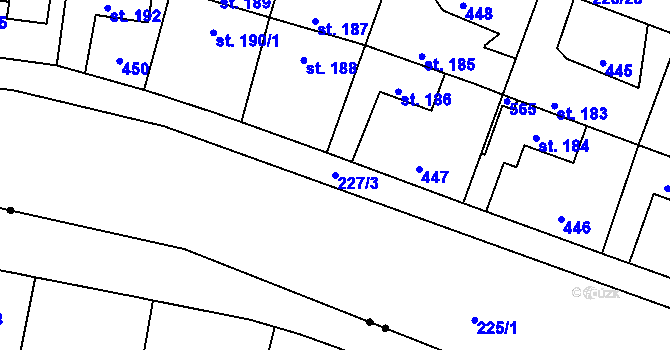 Parcela st. 227/3 v KÚ Muglinov, Katastrální mapa