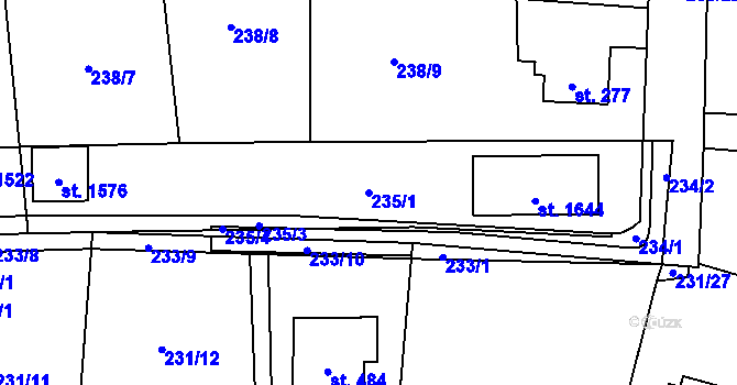 Parcela st. 235/1 v KÚ Muglinov, Katastrální mapa