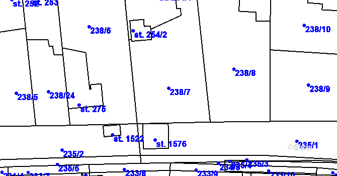 Parcela st. 238/7 v KÚ Muglinov, Katastrální mapa