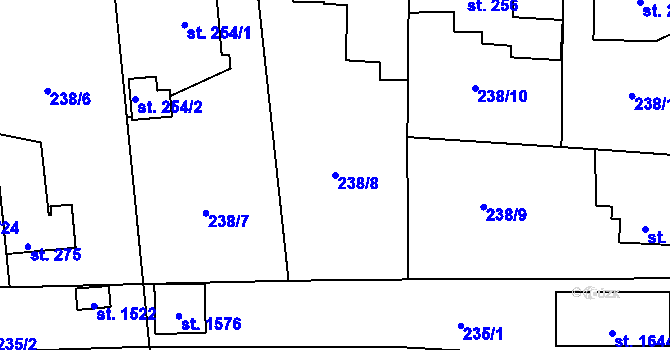Parcela st. 238/8 v KÚ Muglinov, Katastrální mapa