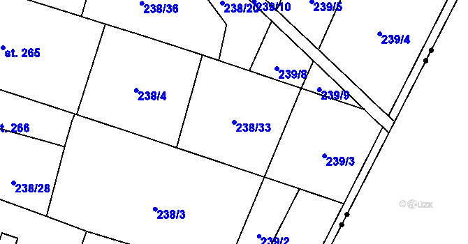 Parcela st. 238/33 v KÚ Muglinov, Katastrální mapa