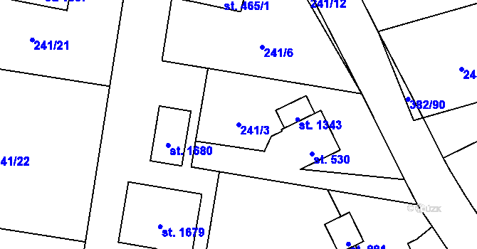 Parcela st. 241/3 v KÚ Muglinov, Katastrální mapa