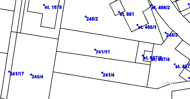 Parcela st. 241/11 v KÚ Muglinov, Katastrální mapa