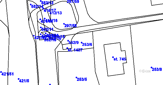 Parcela st. 253/6 v KÚ Muglinov, Katastrální mapa