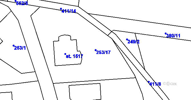 Parcela st. 253/17 v KÚ Muglinov, Katastrální mapa