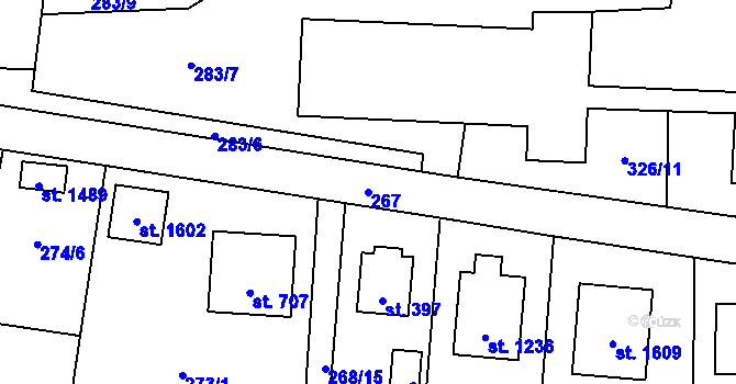 Parcela st. 267 v KÚ Muglinov, Katastrální mapa