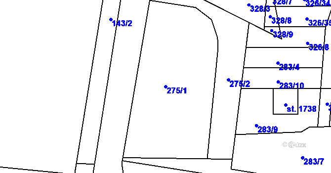 Parcela st. 275/1 v KÚ Muglinov, Katastrální mapa