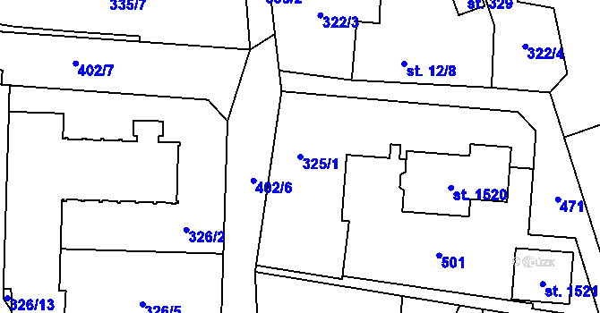 Parcela st. 325/1 v KÚ Muglinov, Katastrální mapa