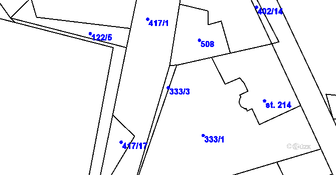 Parcela st. 333/3 v KÚ Muglinov, Katastrální mapa