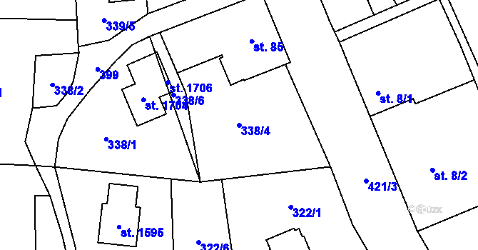 Parcela st. 338/4 v KÚ Muglinov, Katastrální mapa