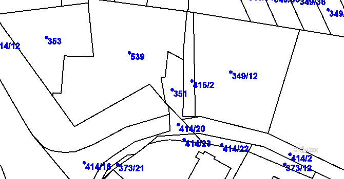 Parcela st. 351 v KÚ Muglinov, Katastrální mapa