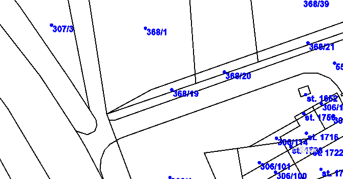 Parcela st. 368/19 v KÚ Muglinov, Katastrální mapa