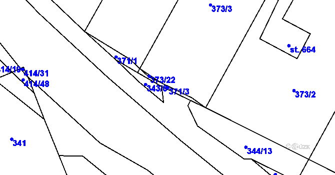 Parcela st. 371/3 v KÚ Muglinov, Katastrální mapa