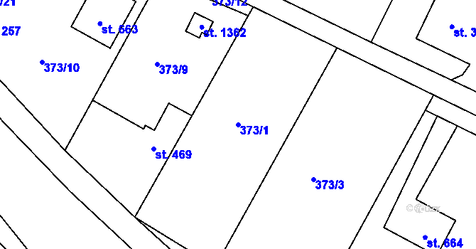 Parcela st. 373/1 v KÚ Muglinov, Katastrální mapa