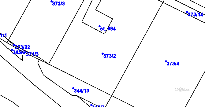 Parcela st. 373/2 v KÚ Muglinov, Katastrální mapa