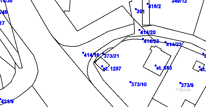 Parcela st. 373/21 v KÚ Muglinov, Katastrální mapa