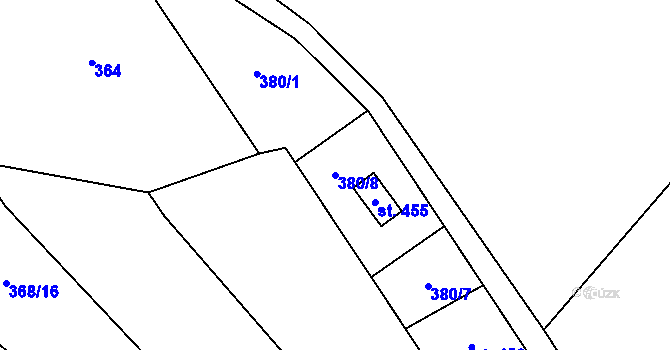 Parcela st. 380/8 v KÚ Muglinov, Katastrální mapa