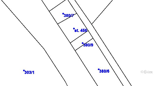 Parcela st. 380/9 v KÚ Muglinov, Katastrální mapa