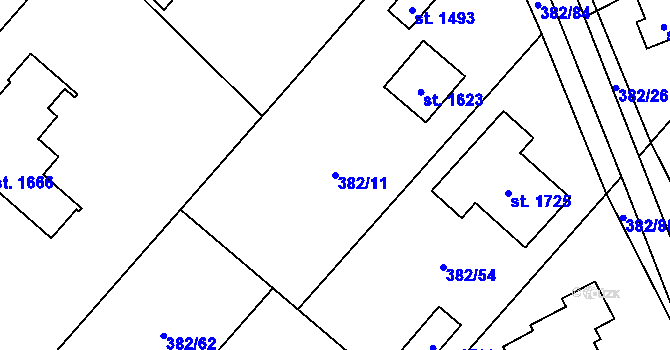 Parcela st. 382/11 v KÚ Muglinov, Katastrální mapa