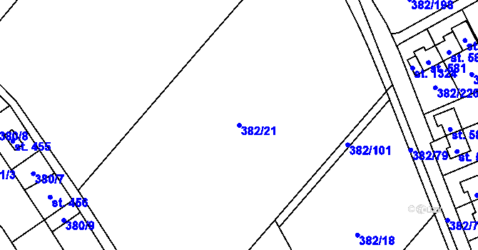 Parcela st. 382/21 v KÚ Muglinov, Katastrální mapa