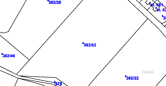 Parcela st. 382/52 v KÚ Muglinov, Katastrální mapa