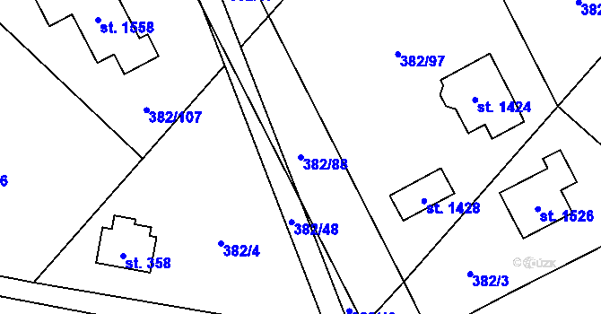 Parcela st. 382/88 v KÚ Muglinov, Katastrální mapa
