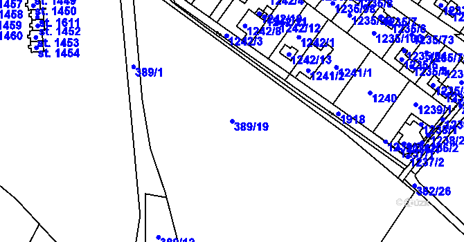 Parcela st. 389/19 v KÚ Muglinov, Katastrální mapa