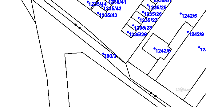 Parcela st. 390/3 v KÚ Muglinov, Katastrální mapa
